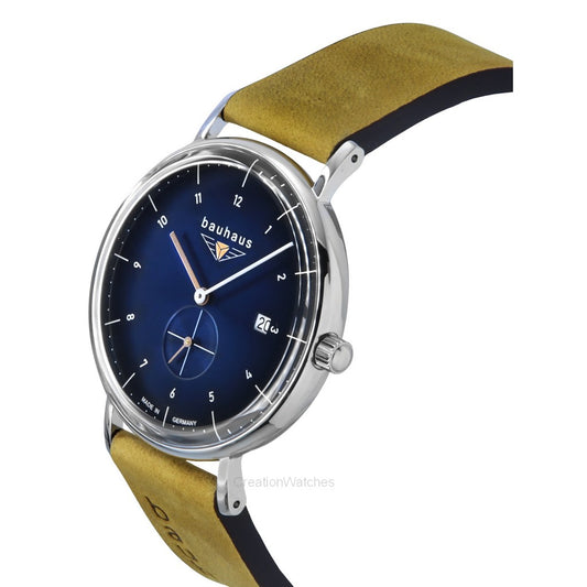Bauhaus Classic Brown Leather Strap Blue Dial Quartz 21303 Men's Watch