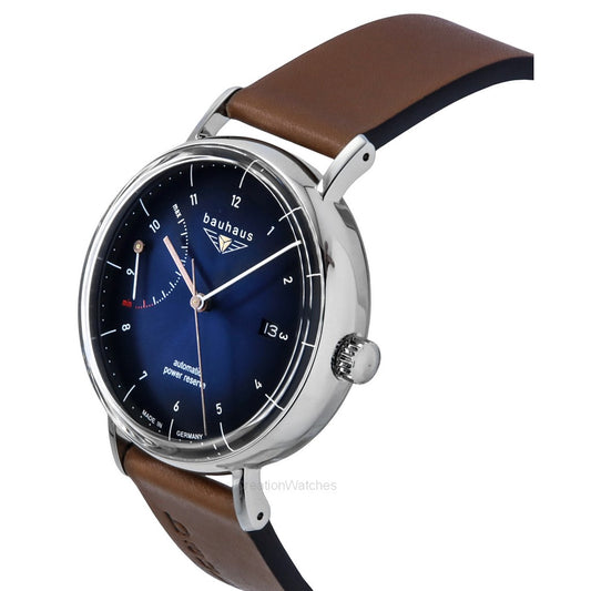 Bauhaus Classic Leather Strap Dark Blue Dial Automatic 21603 Men's Watch