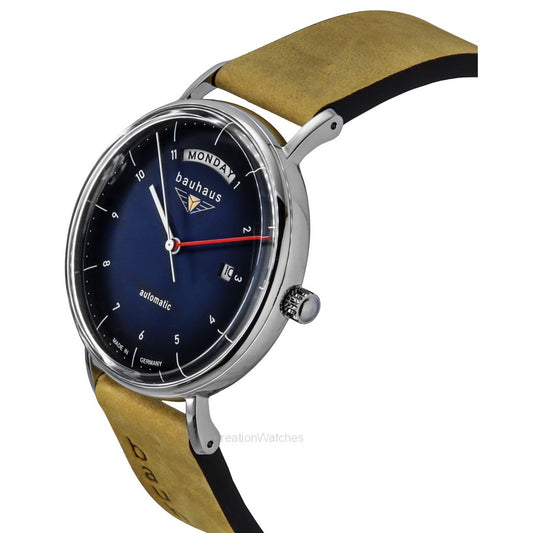 Bauhaus Classic Leather Strap Dark Blue Dial Automatic 21623 Men's Watch