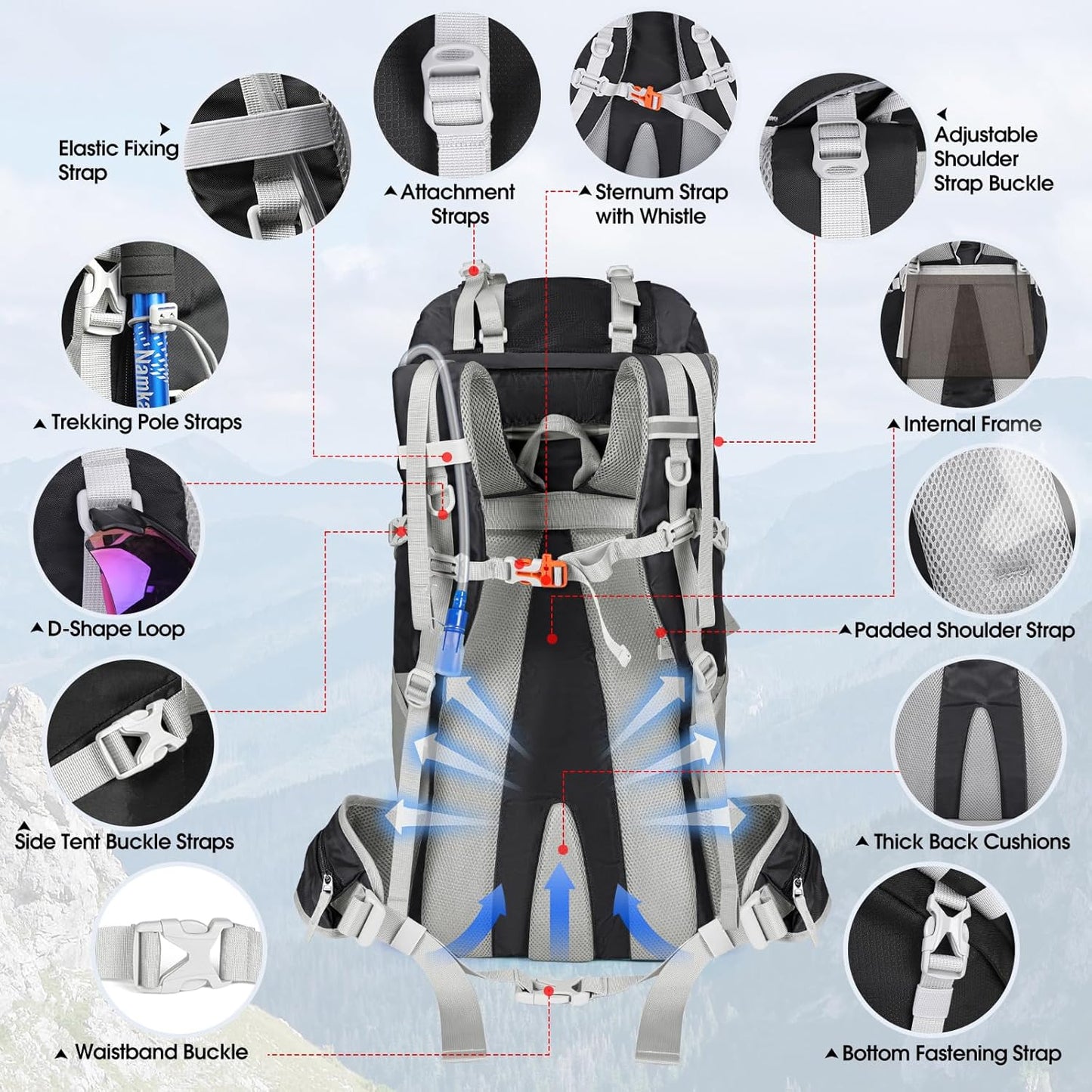 TrailMaster 60L Waterproof Hiking Backpack – Durable and Comfortable Outdoor Gear