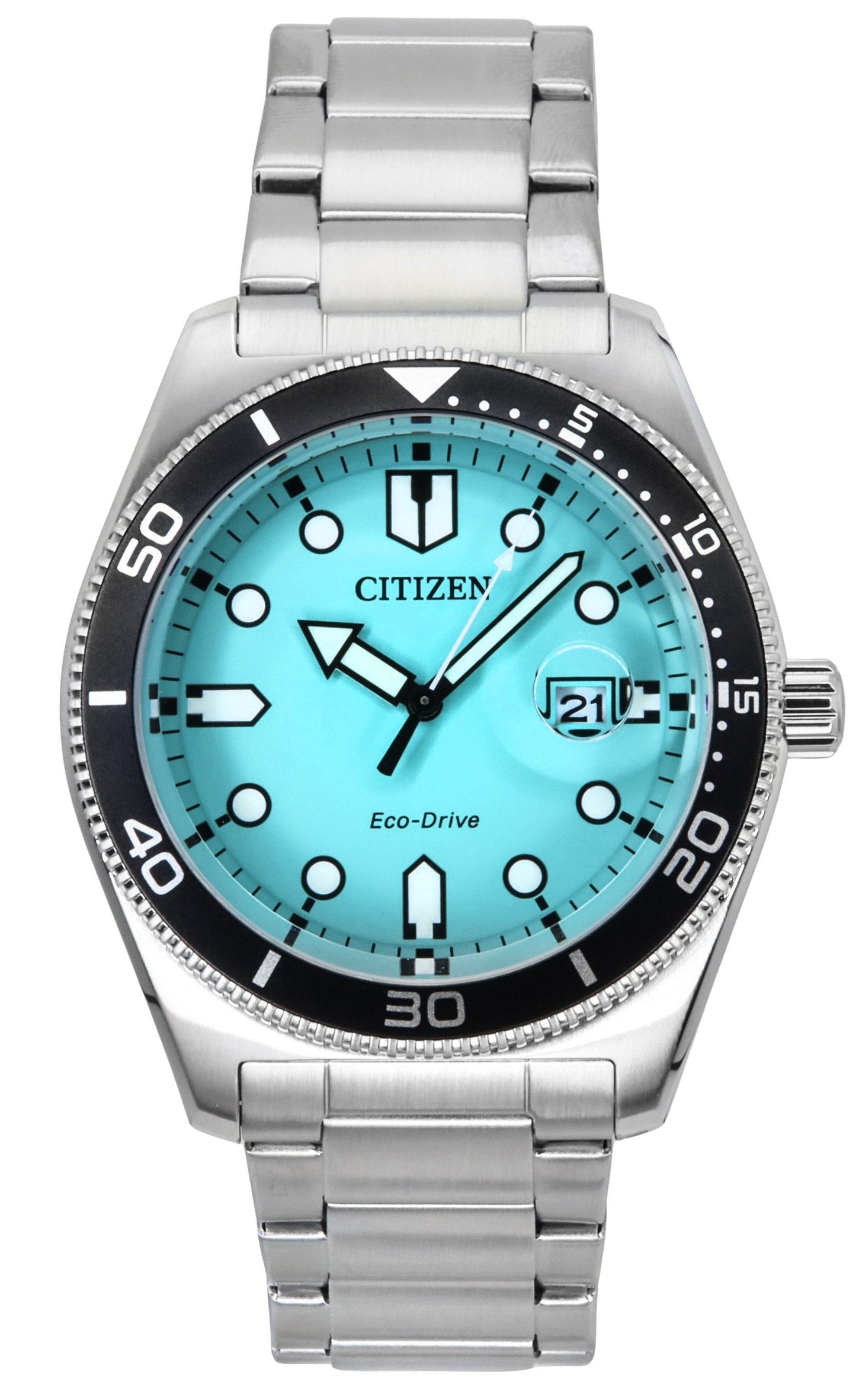 Citizen Marine Stainless Steel Turquoise Dial Eco-Drive AW1760-81W 100M Men's Watch - High-Quality Watch