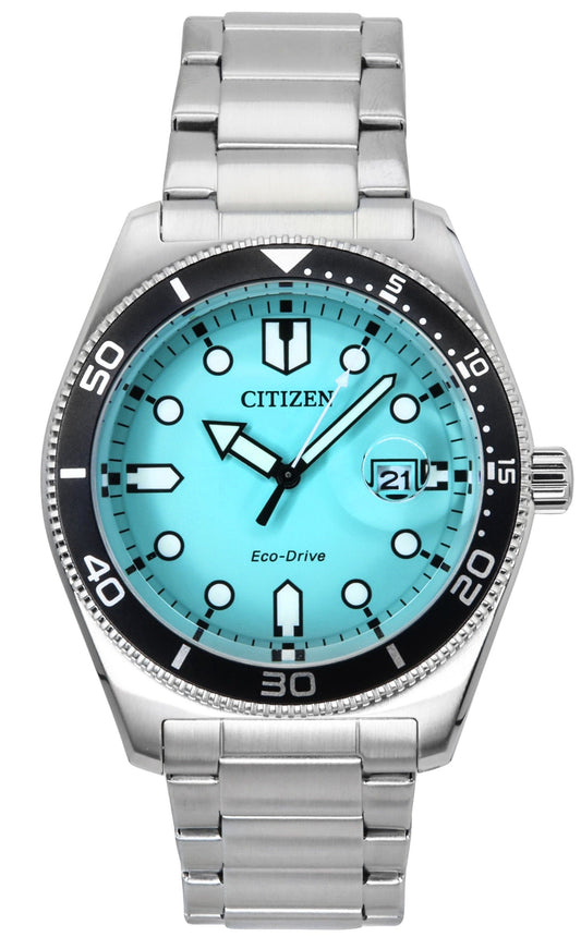 Citizen Marine Stainless Steel Turquoise Dial Eco-Drive AW1760-81W 100M Men's Watch - High-Quality Watch