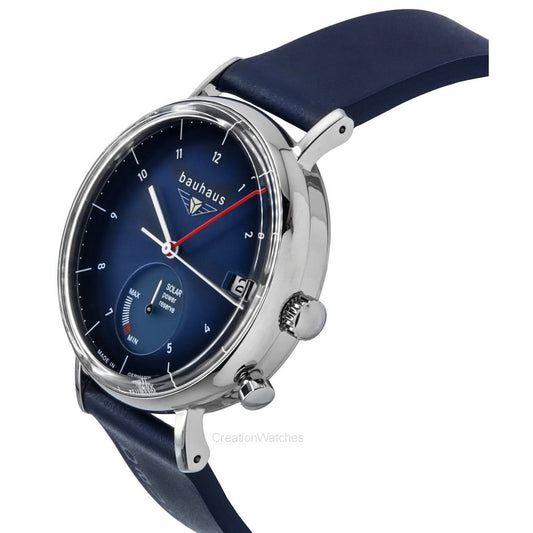 Bauhaus Classic Blue Leather Strap Dark Blue Dial Solar 21123 Men's Watch