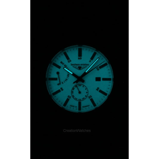 Bauhaus Aviation Leather Strap Full Luminous Beige Dial Automatic 28605 100M Men's Watch